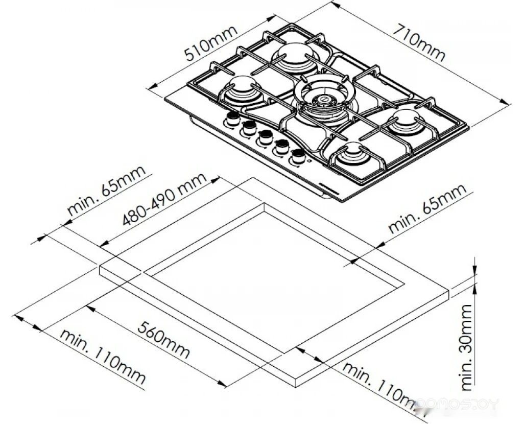 Поверхность газовая Kuppersberg FG 73 B