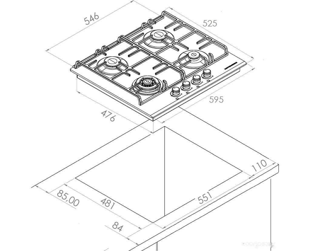 Поверхность газовая Kuppersberg FQ 63 B